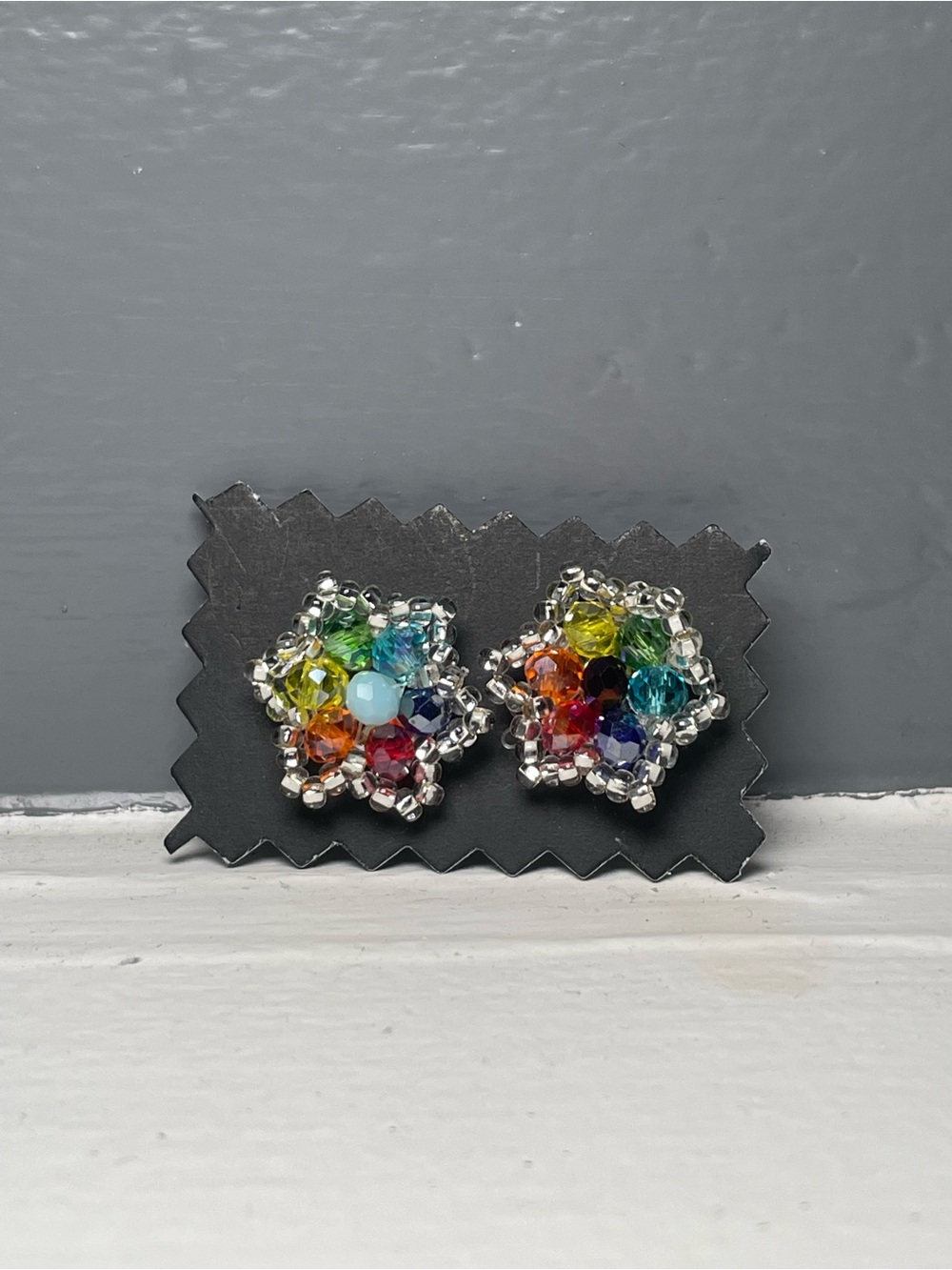 Huichol Beaded Star Stud Earrings